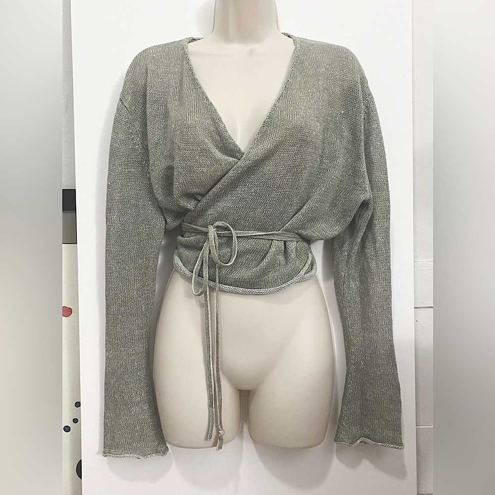 Bryn Walker Light Grey Wrap Sweater